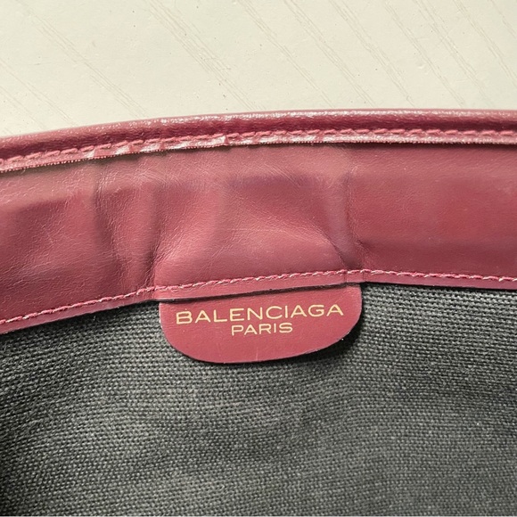 Balenciaga burgundy red butterfly BB logo monogram vintage clutch bag - Picture 10 of 11